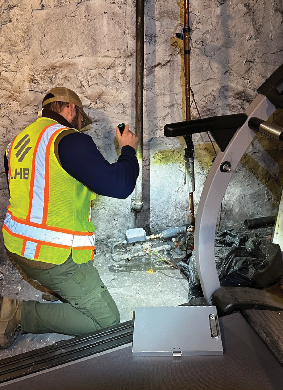 Contractor inspecting service line